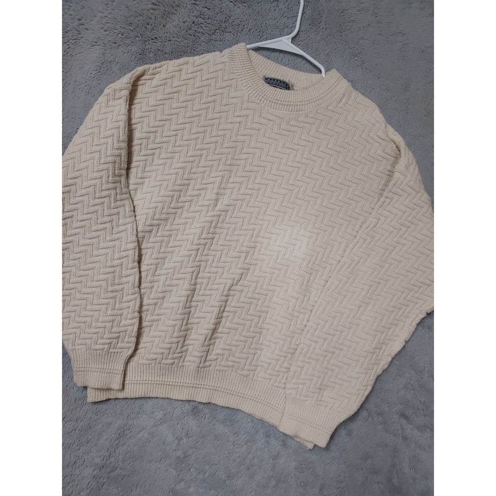 Vintage Harbour Classics Sweater Mens Large Grunge Textured Cream Chunky 90s